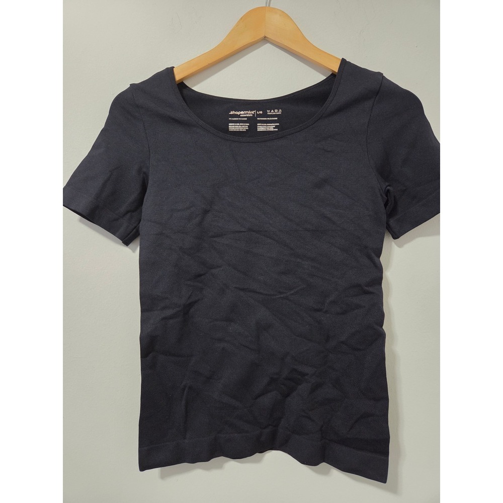 Shapermint Essentials Black Scoop Neck Compression T-Shirt Womens Large L/G